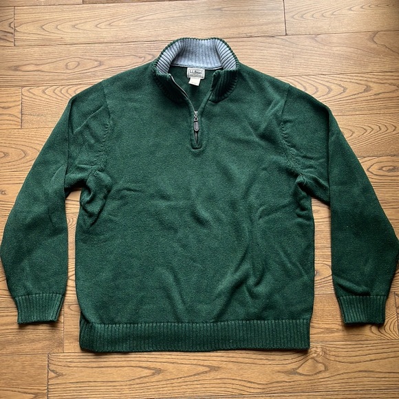L.L. Bean Men's Cotton Sweater, Quarter-Zip size XL - Picture 2 of 8